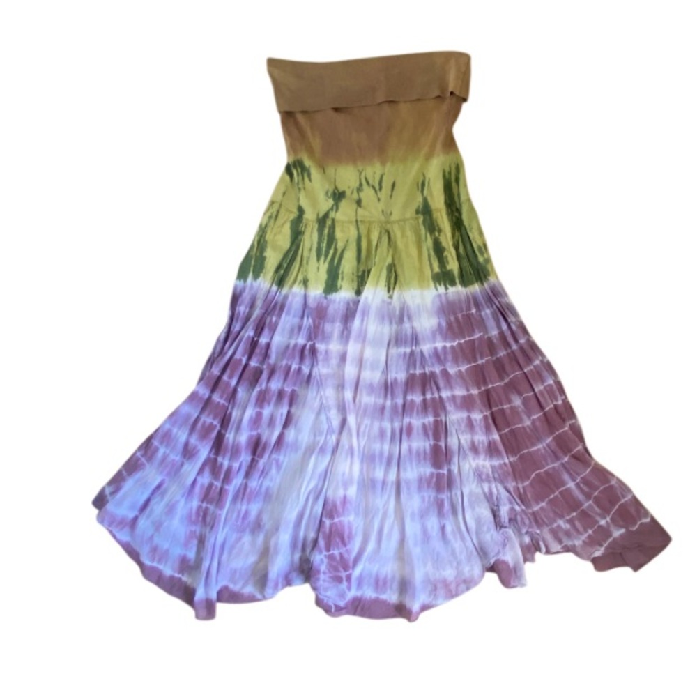 Tie Dye Hippie Boho Strapless Dress / Maxi Skirt Size L